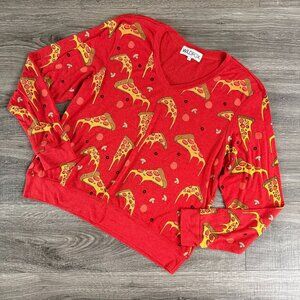 Wildfox Extra Cheesy Pizza Baggy Sweater Boyfriend Fit Size Large